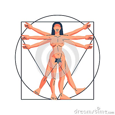 Vitruvian woman Vector Illustration